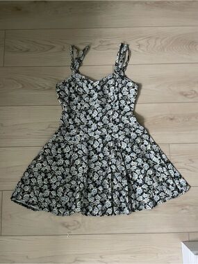 All That Jazz Floral Fit & Flare Mini Dress Vintage Style Blue Black Size XS